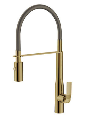 Grifos de lavabo de cocina de latón dorado cepillado de palanca única