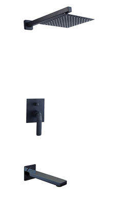 Una sola palanca oculta en la pared baño o ducha mezclador con desvío ducha de lluvia ducha de mano baño Matt negro grifo de cobre