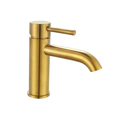 Baño Oro de latón moderno grifo de lavabo de palanca única agua caliente y fría