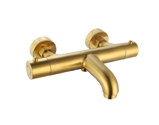 Temperatura termostática ajustable Baño o ducha Garrafa de mezclador Cepillado Color Dorado Garrafa de cobre OEM redonda Clásica
