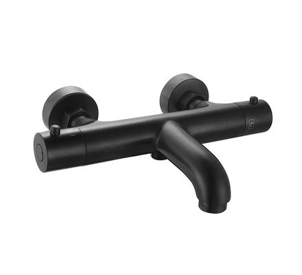 Temperatura termostática ajustable de baño o ducha, mezclador de grifos Matt Color negro, grifo de cobre OEM redondo clásico