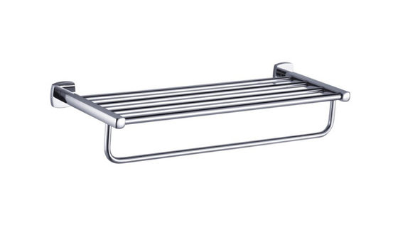 Accesorios de baño de cromo de latón de baño de doble toalla con estante