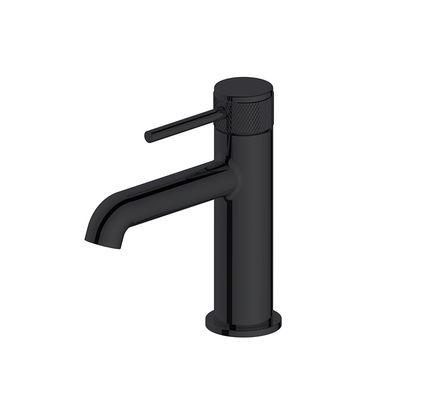 Matt Negro Cuenca de mezclador de grifo Anular Knurl Manilla de una sola palanca baño