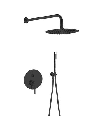 Matt negro clásico en la ducha de la pared grifo de latón anulado Knurl mango