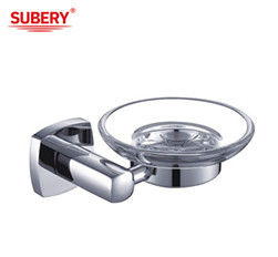Accesorios de baño de vidrio Chrome OEM base de latón Cuadrado soporte de plato de jabón de latón