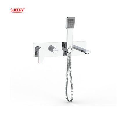 Baño moderno de montaje en la pared, agua de ducha, grifo de mezcla, cobre cromo, palanca única.