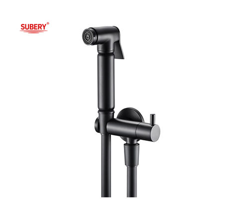 Latón Shattaf de mano Bidet de la ducha del hilo moderno negro Mat G1/2&quot;
