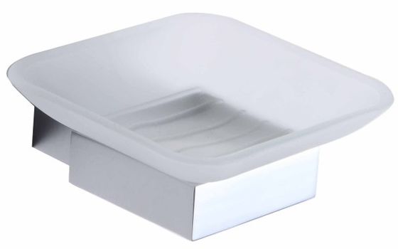 Estilo soporte de jabón de acero inoxidable plato de jabón de vidrio caja de jabón transparente colgando de la pared