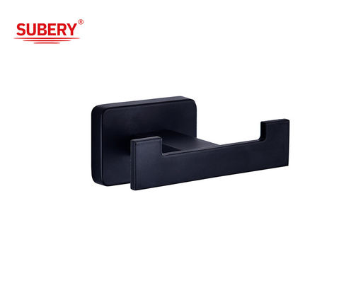 Zinc moderno doble vestido gancho baño Matt Negro Oem Accesorios Diseño