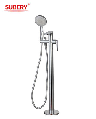 Moderno de una sola palanca de cromo de latón freestanding bañera Grifos OEM montado en el suelo