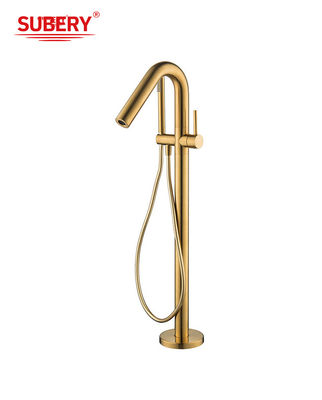 Baño de oro rosa de latón de pie libre OEM grifo de sola palanca montado en el suelo