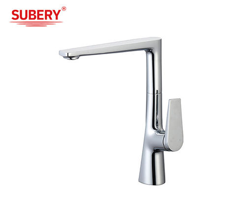 Fabricación de griferías de lavabo de cocina OEM frías y calientes de latón cromo de palanca única