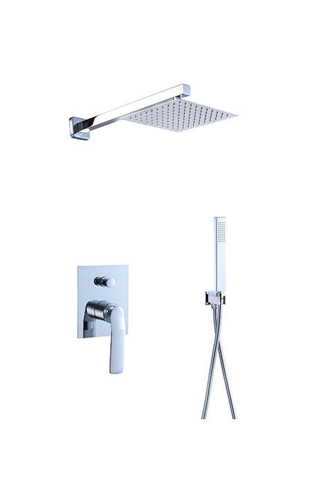 Una sola palanca oculta en la pared bañera o ducha mezclador con desviador ducha de lluvia ducha de manos baño de cobre cromo grifo OEM