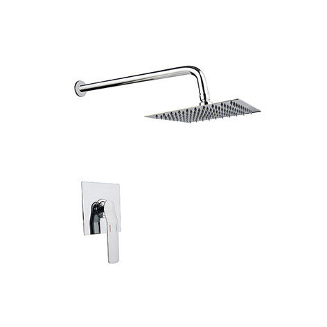 Una sola palanca oculta en la pared baño o ducha mezclador con ducha de lluvia y ducha de manos baño grifo de cobre cromo OEM