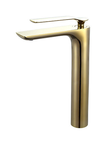 Cuenca de bronce dorado de labrado mezclador de grifo de palanca única Cuenca mezclador de baño agua caliente y fría OEM