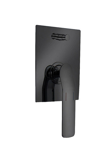 Una sola palanca oculta en la pared bañera o ducha mezclador con desviador mate negro baño grifo de bronce OEM