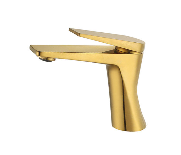 Cuenca de palanca única mezcladora de grifo baño de oro cepillado de latón agua caliente y fría OEM
