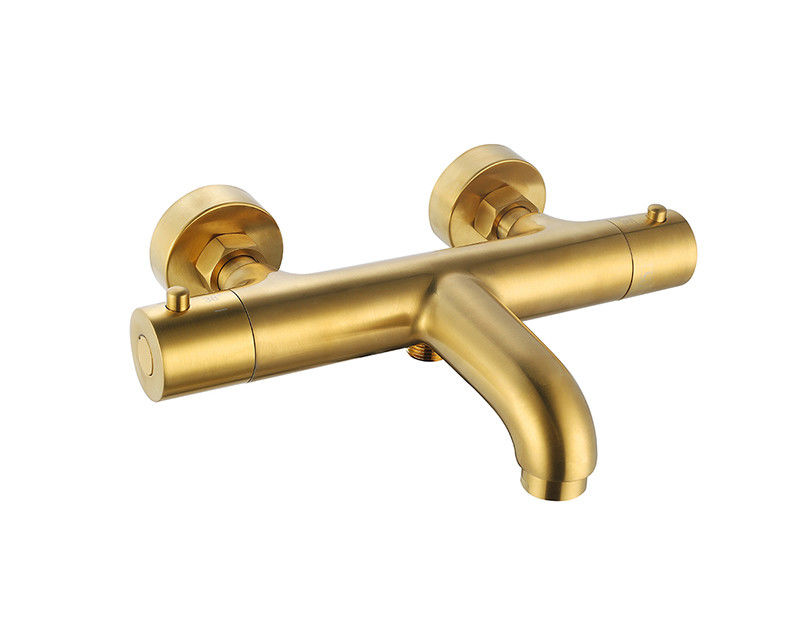 Temperatura termostática ajustable Baño o ducha Garrafa de mezclador Cepillado Color Dorado Garrafa de cobre OEM redonda Clásica