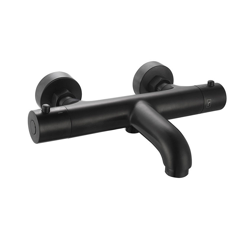 Temperatura termostática ajustable de baño o ducha, mezclador de grifos Matt Color negro, grifo de cobre OEM redondo clásico