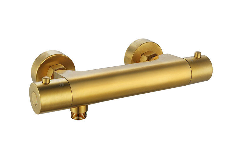 Temperatura termostática ajustable agua de ducha batido mezclador cepillado color dorado de latón grifo OEM redondo clásico