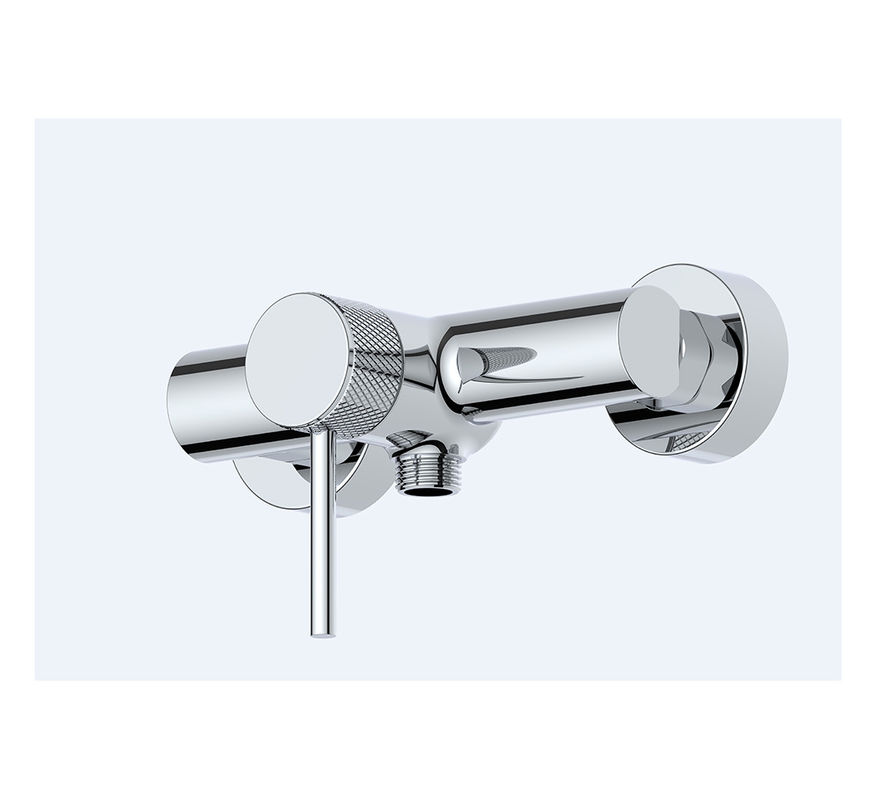 Grifos de ducha de baño de palanca única Anular Knurl Manilla de cobre cromo Agua fría y caliente