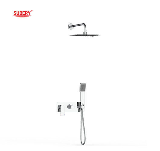 Una sola palanca oculta en la pared baño o ducha mezclador con desvío ducha de lluvia ducha de mano baño Matt negro grifo de cobre