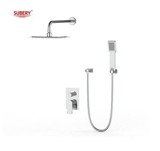 Una sola palanca oculta en la pared baño o ducha mezclador con desvío ducha de lluvia ducha de mano baño Matt negro grifo de cobre