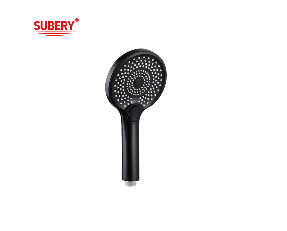 Duchas de mano de plástico ABS 3 Columna de función Negro Silicio líquido Boquilla redonda fácil limpia OEM