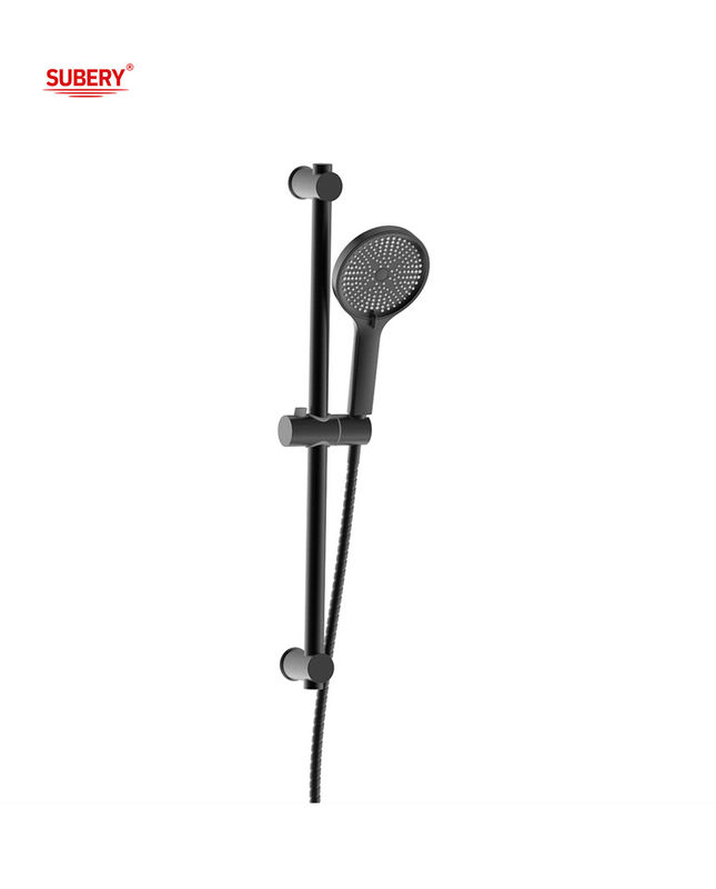 Baño Matt Negro redondo clásico de ducha barra corredera SUS304 3 Función ABS manguera de ducha de mano de plástico