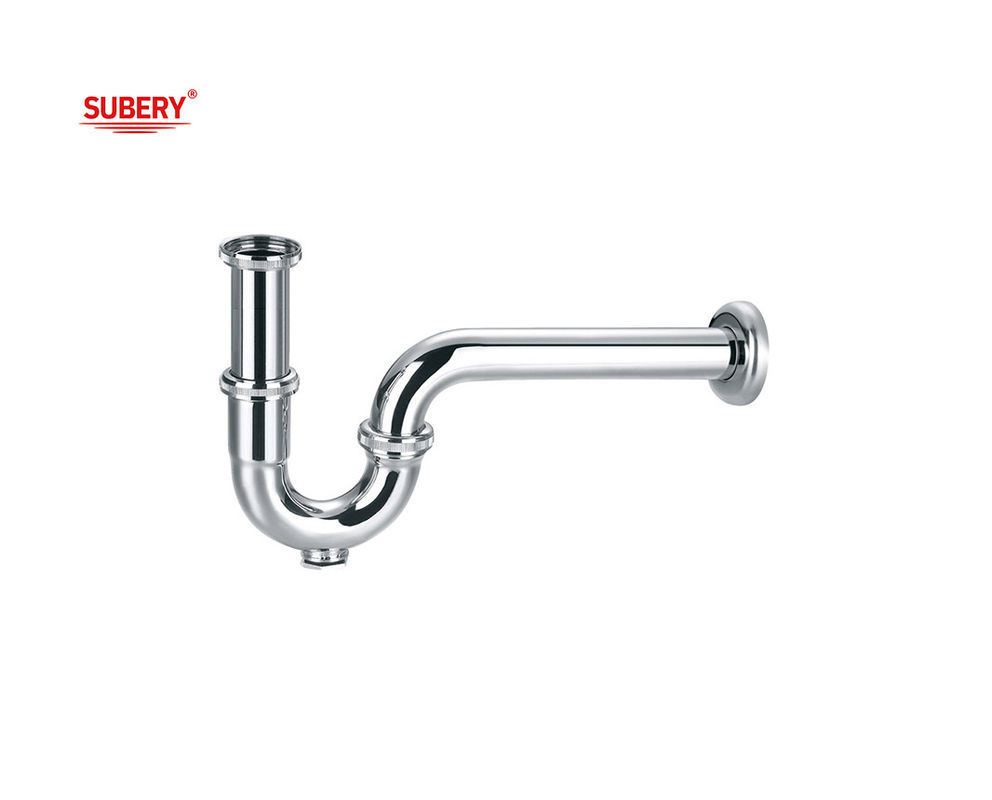 Tubo de lavadora de baño de latón, trampa para botellas de drenaje, sifón para baños, trampa para lavadoras, cromo OEM