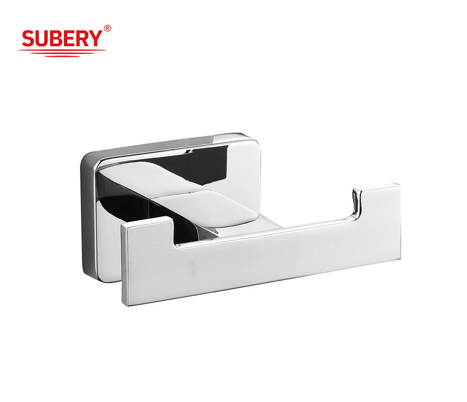 Accesorios de baño montados en la pared de zinc doble vestido gancho cromo pulido diseño rectángulo clssical OEM ODM