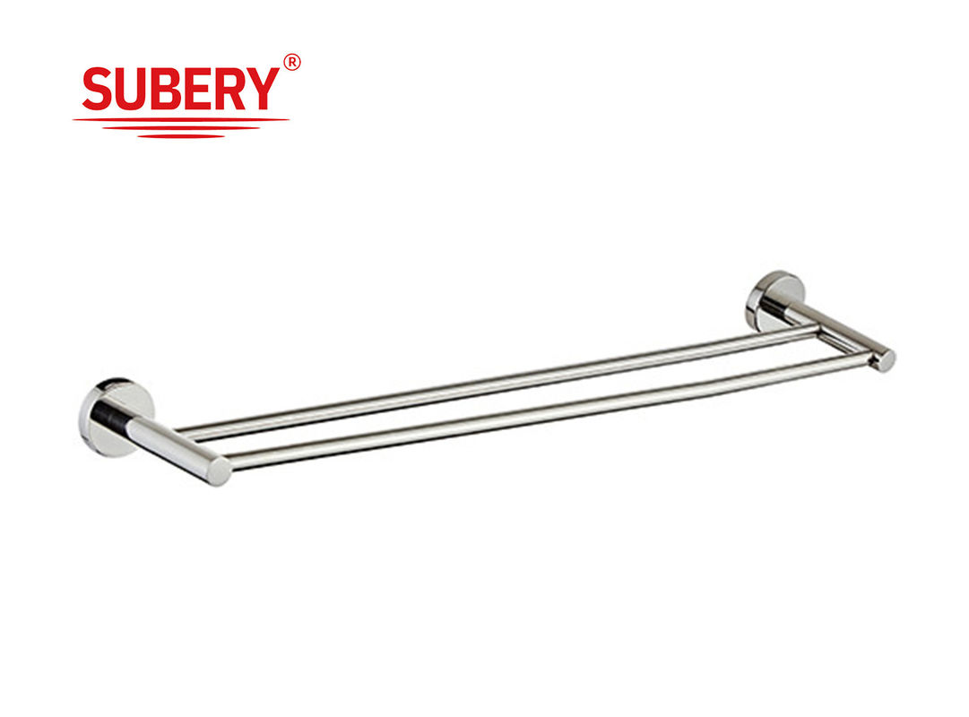 Montado en la pared conjunto de accesorios de baño de acabado de cromo barra de toallas de toallas modernas doble barril de toallas