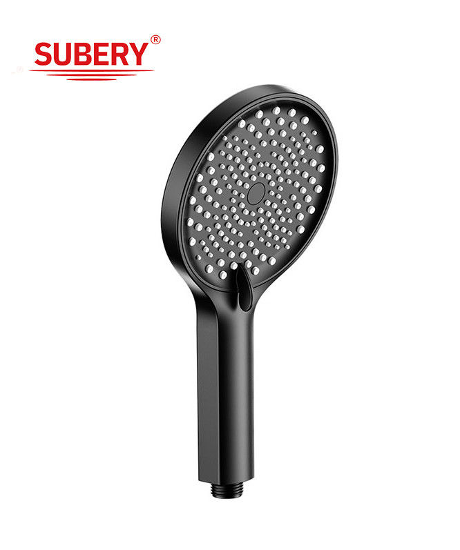 ABS plástico de 3 funciones ducha de manos columna de ducha de mano baño negro nueva boquilla de silicio líquido redonda fácil de limpiar OEM