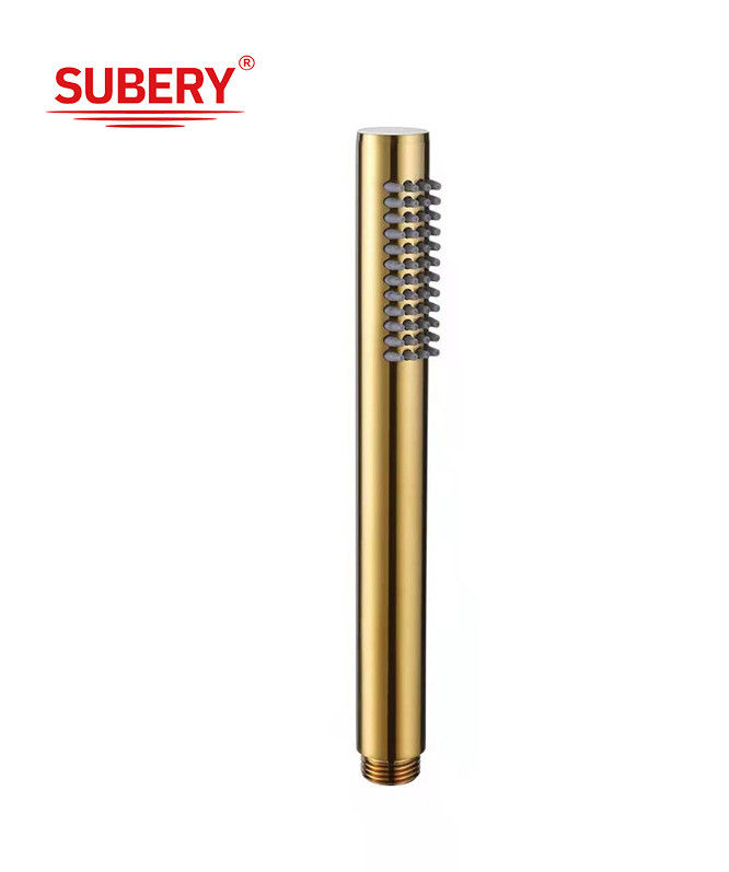 Micrófono de latón ducha de manos ducha de mano para la columna de ducha cepillado oro baño boquilla de silicio fácil limpieza redonda OEM