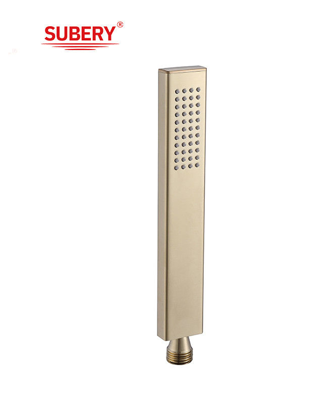 Micrófono de latón ducha de manos ducha de mano para la columna de ducha cepillado oro baño boquilla de silicio fácil limpio cuadrado OEM