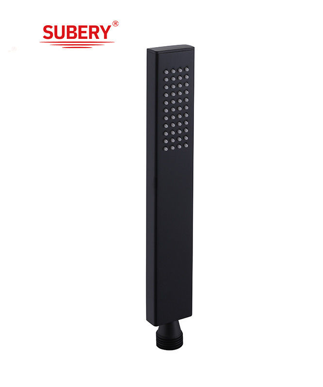 Micrófono de latón ducha de manos ducha de mano para la columna de ducha mat negro de baño boquilla de silicio fácil limpio cuadrado OEM