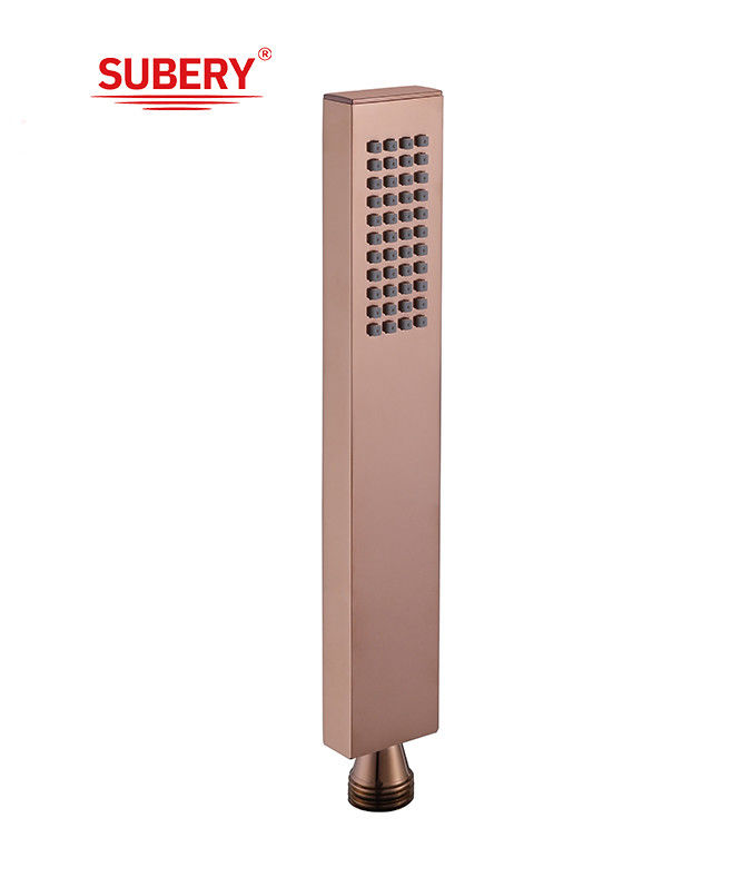 Micrófono de latón ducha de manos ducha de mano para la columna de ducha rosa oro baño boquilla de silicio fácil limpio cuadrado OEM