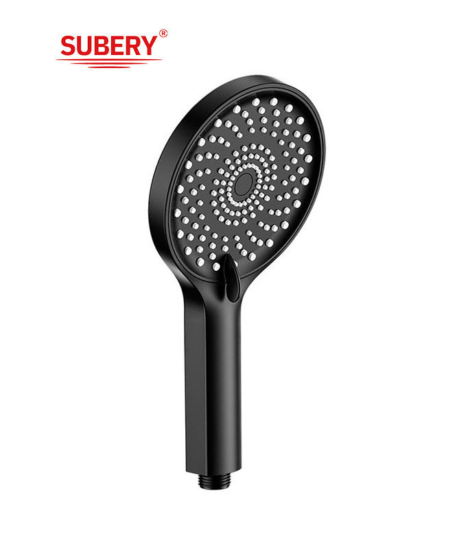 ABS 3 función ducha de manos ducha de mano para la columna de ducha baño negro nueva boquilla de silicio líquido redondo fácil limpio OEM