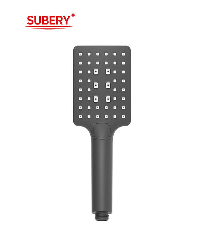 ABS plástico de 3 funciones ducha de manos ducha de mano para la columna de ducha negro mate baño de silicona boquilla cuadrada limpia fácil OEM