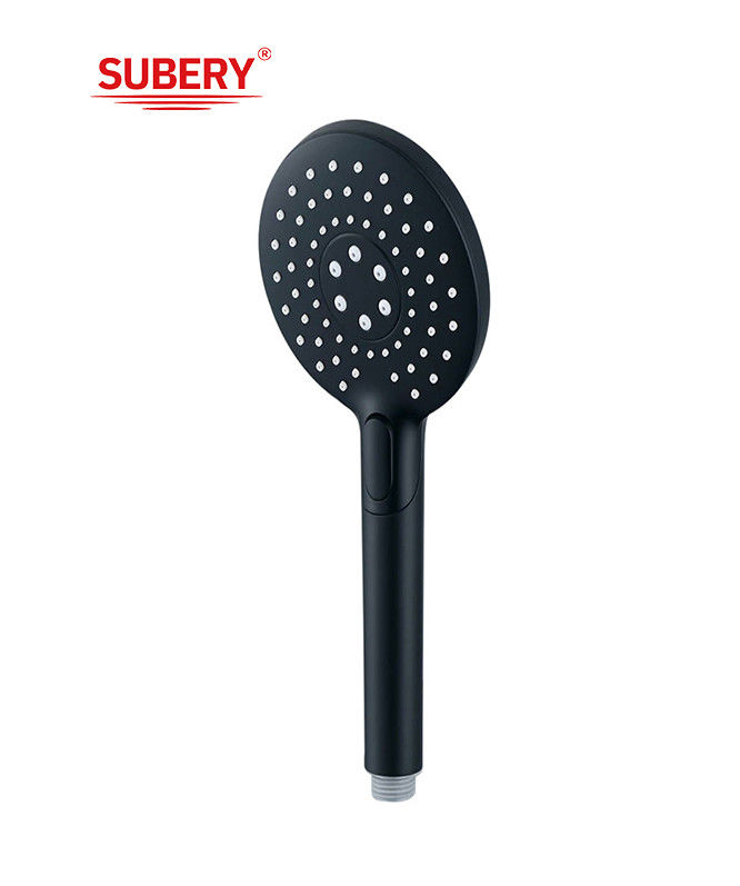 ABS plástico de 3 funciones ducha de manos ducha de mano para la columna de ducha negro mate bañera boquilla de silicio redonda fácil de limpiar OEM