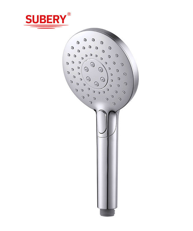 ABS de 3 funciones ducha de manos ducha de mano para la columna de ducha de baño de cromo boquilla de silicio redonda fácil de limpiar OEM